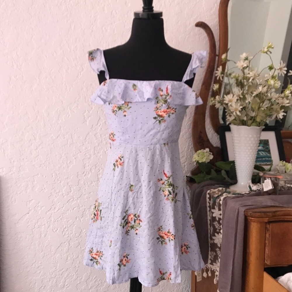 SOLD💮Blue floral dress - Picture 3 of 5